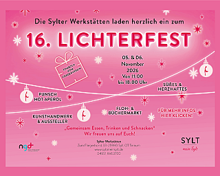 Anzeige für das 16. Lichterfest auf Sylt mit Datum, Uhrzeit und Veranstaltungsdetails